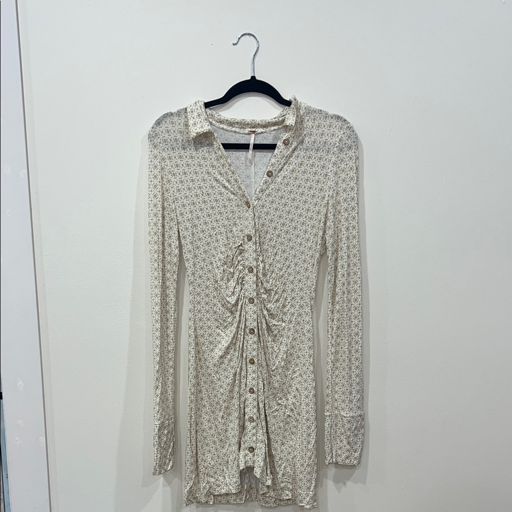 Cream Button-Up Free People Tunic